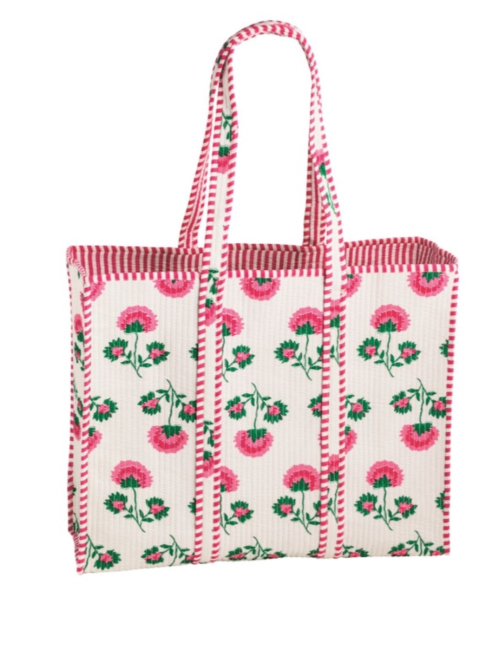 Quilted cotton block print tote